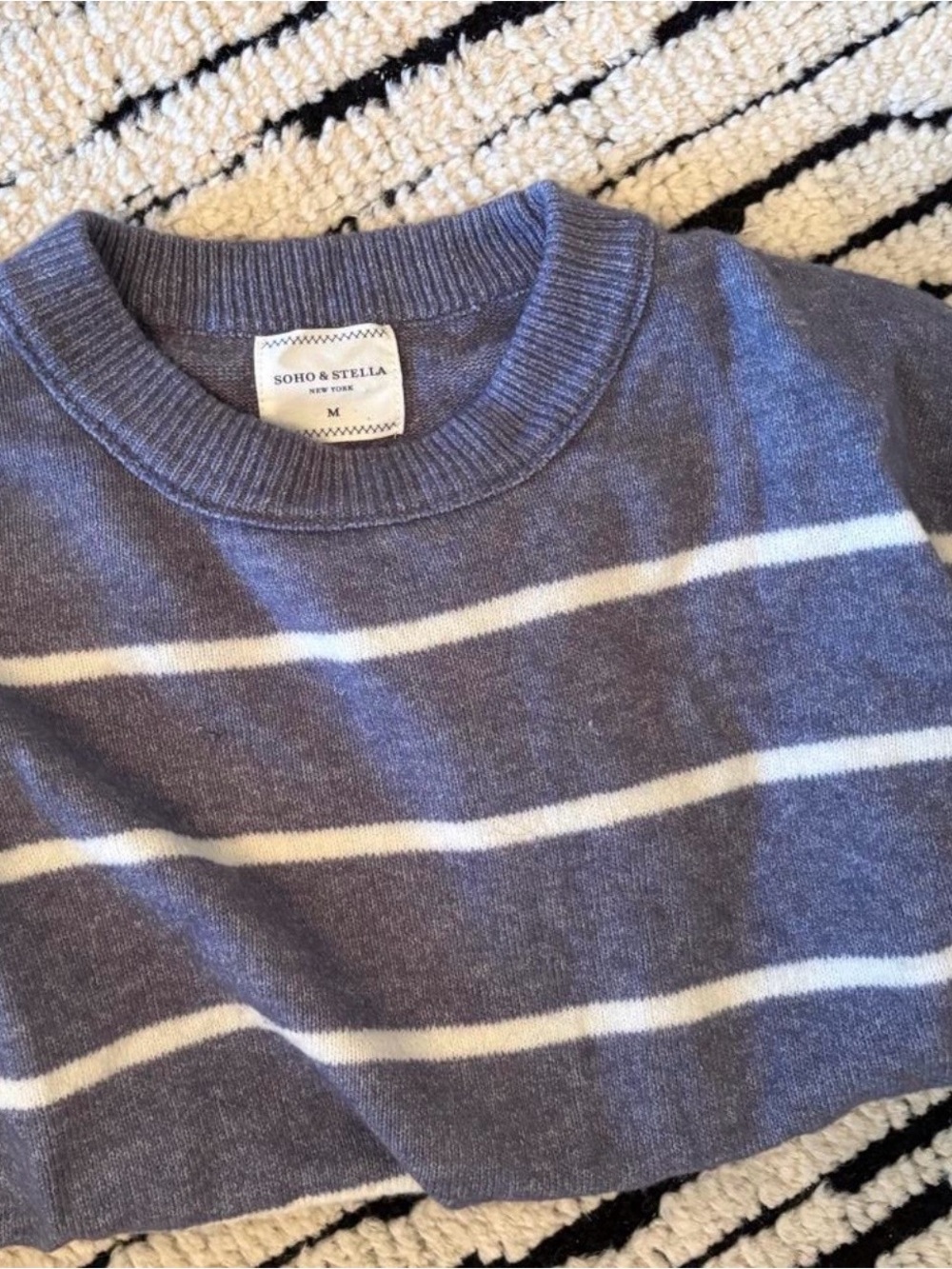 Women’s Blue Striped Crewneck Sweater